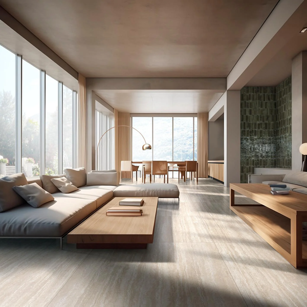 Carrelage sol intérieur effet pierre en grès cérame - Realstone Travertino Vein - 120,0 CM x 60,0 CM - ép. 9,00 MM - Bianco