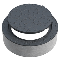 Regard de visite rond en fonte C250 avec couronnement béton C35/45 - garde anti-odeur et relief antidérapant  - Ø 480,0 mm