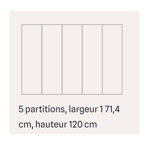 Verrière fixe type atelier - profil étroit alu noir mat - 5 partitions verre feuilleté clair - 1200,0 MM x 1714,0 MM