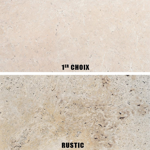 Dalle en pierre naturelle Travertin Rustic pour sol et mur intérieur ou extérieur - 61 CM x 40,6 CM - ép. 12 MM