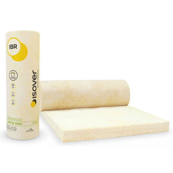 Rouleau laine de verre pour combles et plafonds - IBR Nu Isover - R=2,00 m².K/W - 9,00 M x 1,20 M - ép. 80 MM