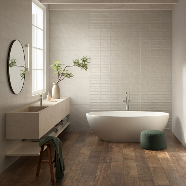 Carrelage intérieur effet bois en grès cérame émaillé - Nodis - 120 x 20 cm - ép. 9 mm - Rovere