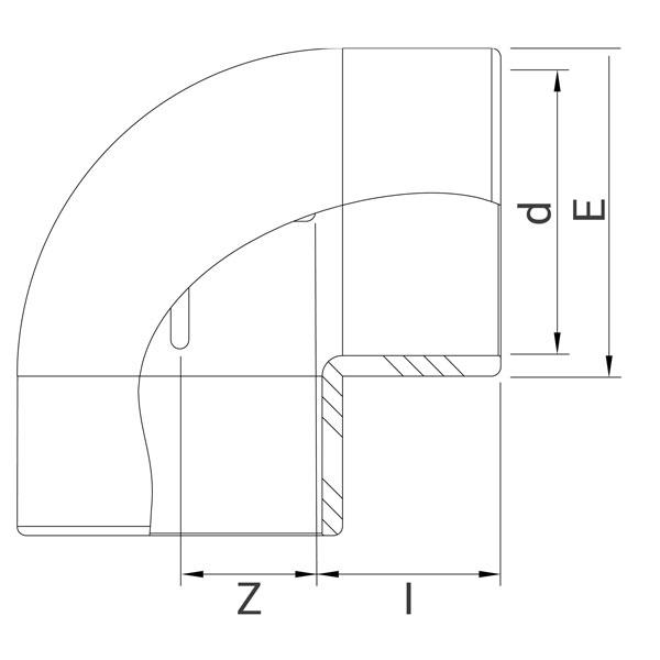Coude PVC pression Femelle-Femelle 90° à coller pour réseaux piscine - PN16 - Diamètre 63 mm