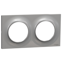 Plaque de finition double Schneider Odace Styl pour 2 postes encastrés - coloris aluminium