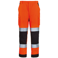 Pantalon de travail haute visibilité orange multipoches et bandes rétroréfléchissantes - PATROL - Taille L