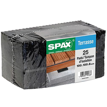 Tampon d'isolation pour terrasse Spax - 100,0 MM x 100 MM - ép. 8,00 MM - 25 pièces