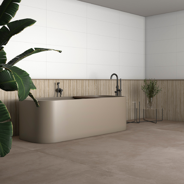 Carrelage pour mur intérieur en grès cérame émaillé - Blanc - 90 x 30 cm - ép. 8,5 mm