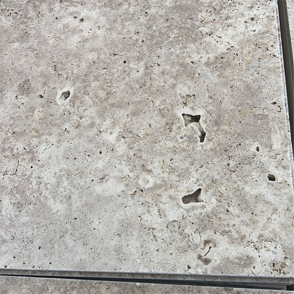 Dalle en pierre naturelle Travertin Rustic pour sol et mur intérieur ou extérieur - 61 CM x 40,6 CM - ép. 12 MM