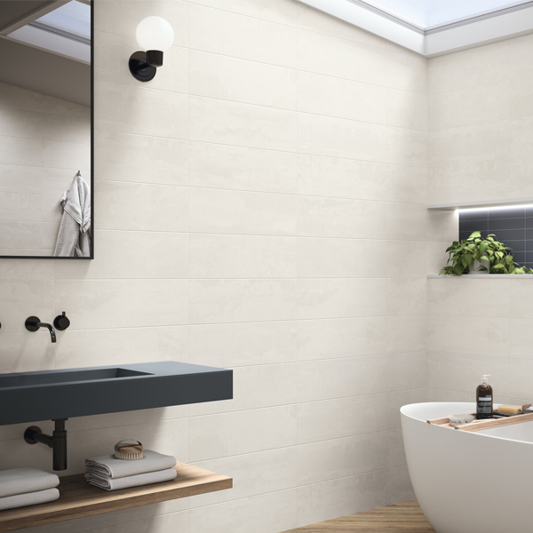 Faïence murale effet ciment Rambla - 20,0 CM x 60,0 CM - ép. 8,00 MM - coloris White mat