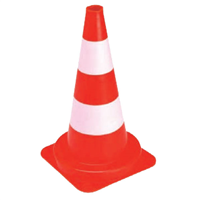 Plot de chantier PVC orange avec bandes peinture blanche - Non lesté - Hauteur 50,00 CM