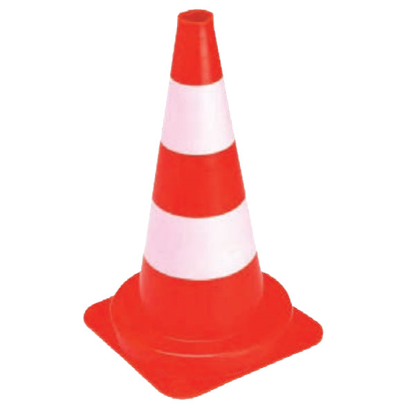 Plot de chantier PVC orange avec bandes peinture blanche - Non lesté - Hauteur 50,00 CM