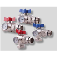 Paire de vannes à sphère coudées porte-thermomètres pour Plancher Chauffant