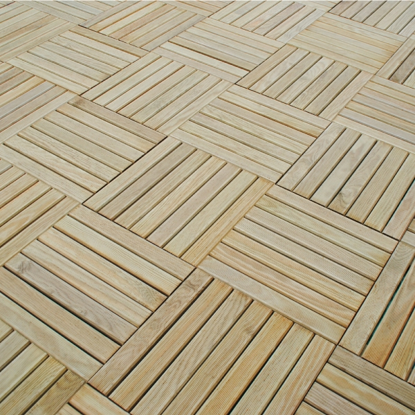 Dalle caillebotis bois - Lames striées - Pin maritime - Classe 4 traité Marron - 50 x 50 cm - ép. 44 mm