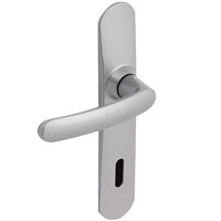 Ensemble poignée de porte à clé en L Vachette Slim - chromé satin - entraxe fixation 165 mm - carré 7 mm