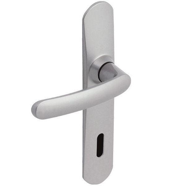 Ensemble poignée de porte à clé en L Vachette Slim - chromé satin - entraxe fixation 165 mm - carré 7 mm