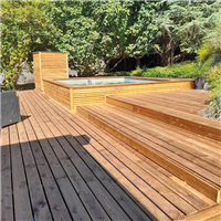 Lame de terrasse bois en Pin du Nord lisse - Classéo - Traité classe 4 marron - 145 MM x 27,00 MM - Longueur 3,60 M