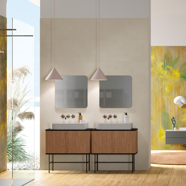 Carrelage en grès cérame Ecrù - Sol et mur intérieur - Chromatica - 100 x 40 cm - ép. 7 mm