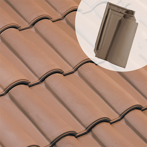 Tuile en terre cuite - Méridionale Poudenx - emboîtement grand moule fortement galbée - Brun