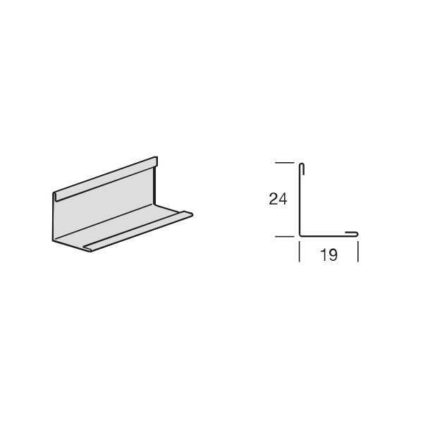 Cornière de rive en L pour plafond suspendu en dalle minérale ou bois - acier laquée blanc - 19 x 24 mm - longueur 3 m
