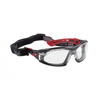 Lunettes de sécurité RUSH+ incolores traitement Platinum tresse intégrées Rouge Noir