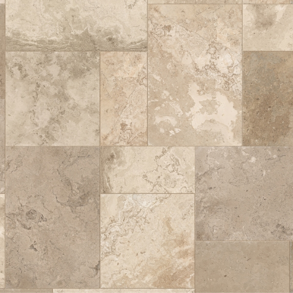 Carrelage imitation travertin en grès cérame - Composition modulaire - Solithe Naturel - ép. 9 mm