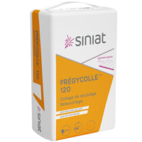 Mortier colle adhésif Siniat Prégycolle 120 pour collage de doublage isolant et plaque de plâtre - sac de 25 KG