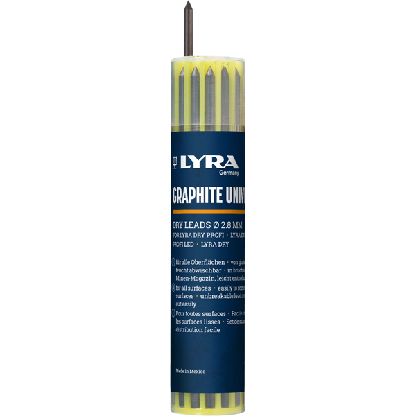 Mine de recharge pour porte mine télescopique Lyra Dry - étui de 12 mines dureté 2B - couleur graphite