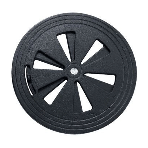 Grille de ventilation réglable en fonte pour air chaud - Ø extérieur 150 mm - Ø encastrement 135 mm - Noir