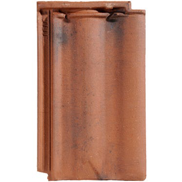 Tuile en terre cuite - Delta 10 Ste Foy - emboîtement grand moule faiblement galbée à relief - Rouge nuance