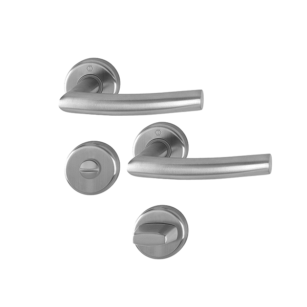 Ensemble sur rosace Alta à condamnation - inox mat pour porte 38-42 mm - Hoppe - carré 7 mm