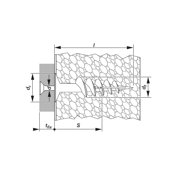Cheville auto-taraudeuse Etanco Fox pour isolants rigides Torx T40 18x85 mm - boîte de 25
