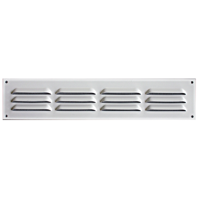 Grille de ventilation à persiennes intérieure et extérieure avec moustiquaire 240 x 50 mm Blanc