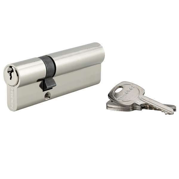 Cylindre de sûreté à profil européen Thirard - laiton nickelé - 5 goupilles STD - avec 3 clés - 30 x 60 mm