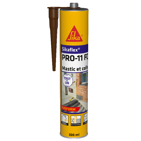 Mastic colle étanchéité et collage Sikaflex Pro 11 FC - Couleur Marron - Cartouche de 300 ml