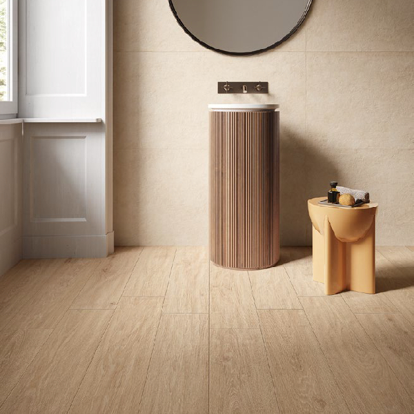 Carrelage imitation bois Raw Authentic en grès cérame - Sol et mur intérieur - 120 x 20 cm - ép. 7 mm