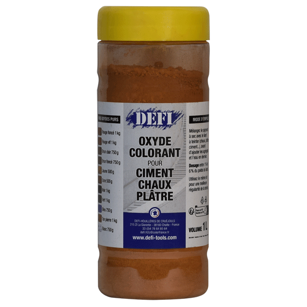 Colorant en poudre pour ciment, chaux et plâtre - Ocre - Flacon de 1 L