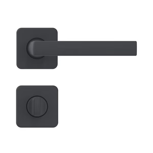 Ensemble poignée de porte à condamnation avec rosace Vachette Koya - alu noir - carré 7 mm