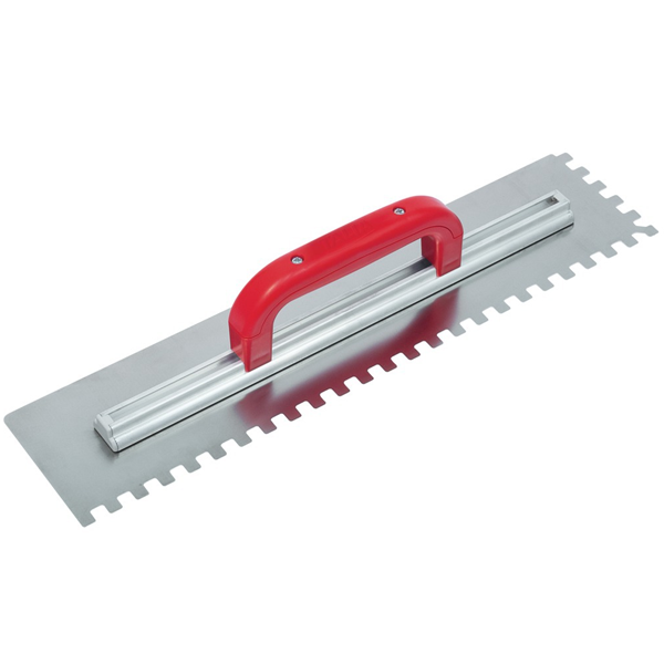 Peigne à colle pour carreleur Taliaplast avec lame inox à dents carrées de 10 mm et poignée fermée - 49 x 11,5 cm