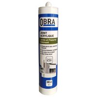 Mastic acrylique pour joints et fissures du bâtiment - Obra - Cartouche de 300 MLT couleur Blanc