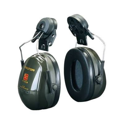 Coquille antibruit Optime II vertes avec attaches P3E pour montage sur casque de chantier - 30dB