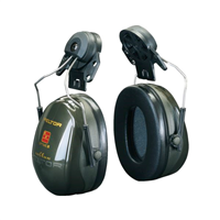 Coquille antibruit Optime II vertes avec attaches P3E pour montage sur casque de chantier - 30dB