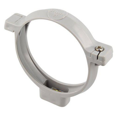 Collier à bride Nicoll pour tube de descente cylindrique - Diamètre 80 mm - PVC - Gris clair