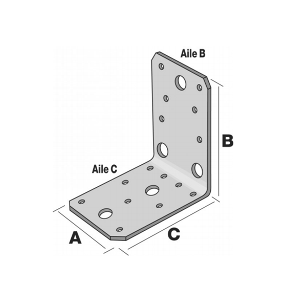 Équerre structurelle 65 x 88 x 88 mm épaisseur 2.5 mm