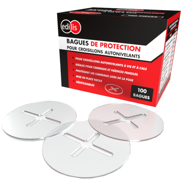 Bague de protection pour croisillons autonivelants à vis et à cale - carreaux et faïences fragiles - Edilis - Boîte de 100