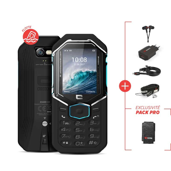 Téléphone portable de chantier étanche avec clavier pack pro Shark-X3 Noir Crosscall