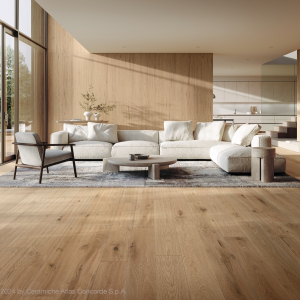 Carrelage effet bois en grès cérame pour sol et mur intérieur - Log - 120 x 20 cm - ép. 9 mm - Icon Oak