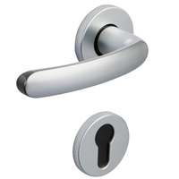 Ensemble poignée de porte à clé en I avec rosace 6600 Vachette Budget - argent - carré 7 mm