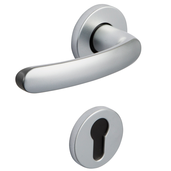 Ensemble poignée de porte à clé en I avec rosace 6600 Vachette Budget - argent - carré 7 mm