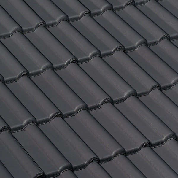 Tuile béton Double Romane - grand moule faible relief - Monier - 42 x 33 cm - Ardoise