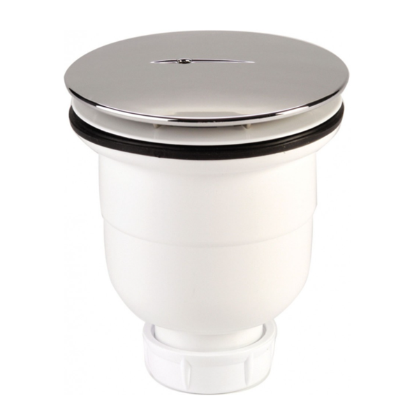 Bonde pour receveur de douche - Sortie verticale 40 mm - Bonde 90 mm - Plastique blanc